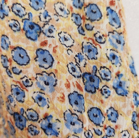 New Small En Creme Yellow Floral Collared Mini Dress - Picture 10 of 12